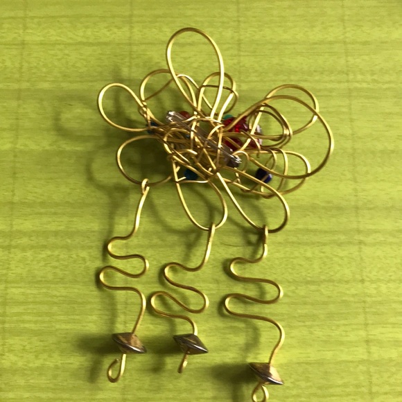 Statement Brooch. Gold tone/Multicolor Beaded 4x6 - Picture 2 of 3